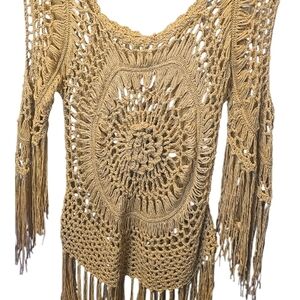 Fashion Nova Tan Crochet Sweater